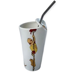 Max Brenner ALICE Tall Ceramic Milkshake Cup with Metal Straw